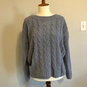 NWOT super soft gray blue velour slouchy sweater S